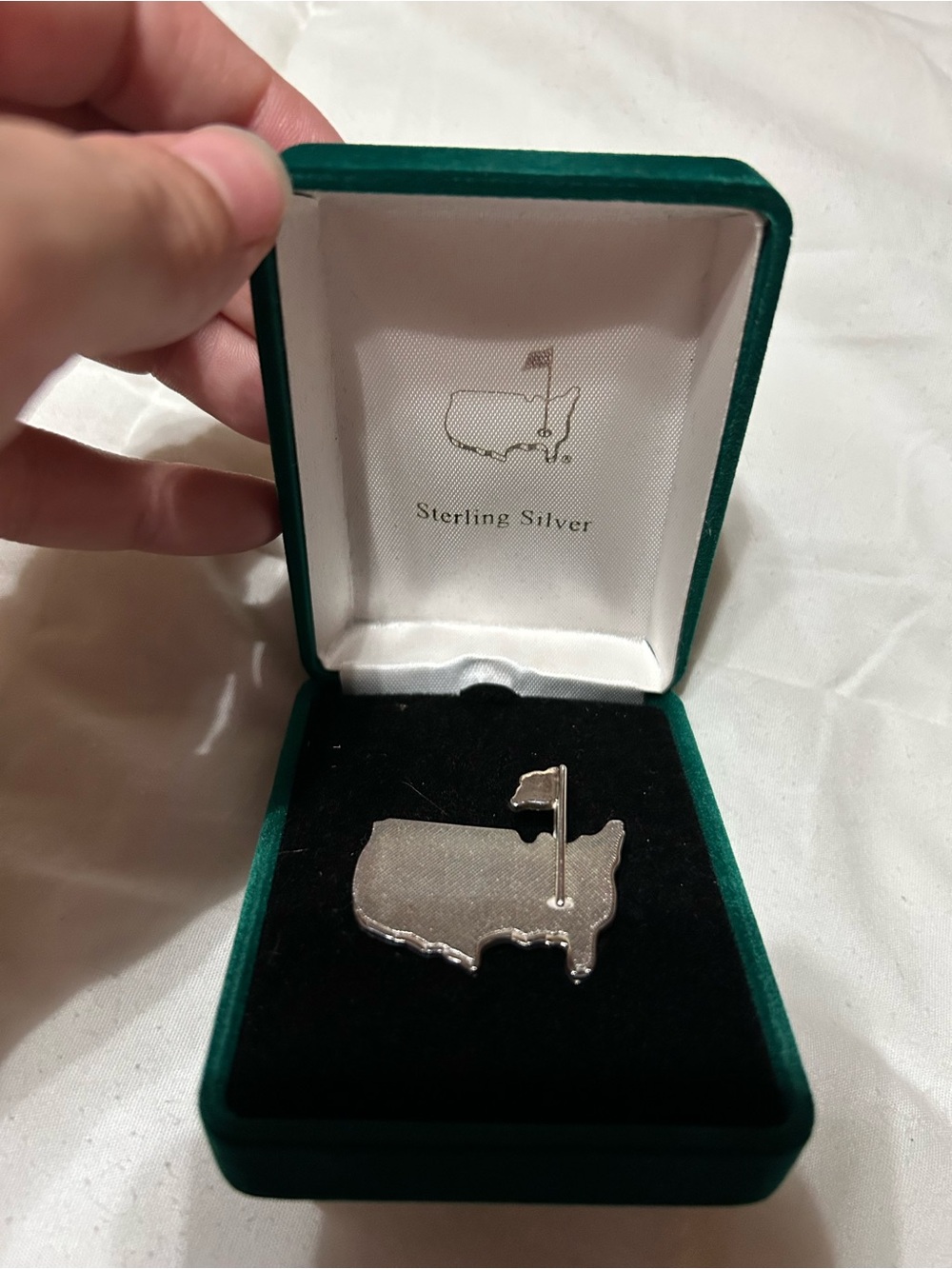 Masters Sterling Silver Map and Flag Pin